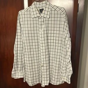 Jos.A.Bank Men's Black/Grey gingham long sleeve button down shirt XL